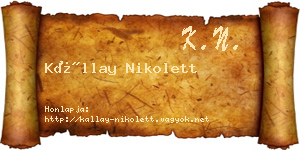 Kállay Nikolett névjegykártya