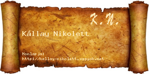 Kállay Nikolett névjegykártya
